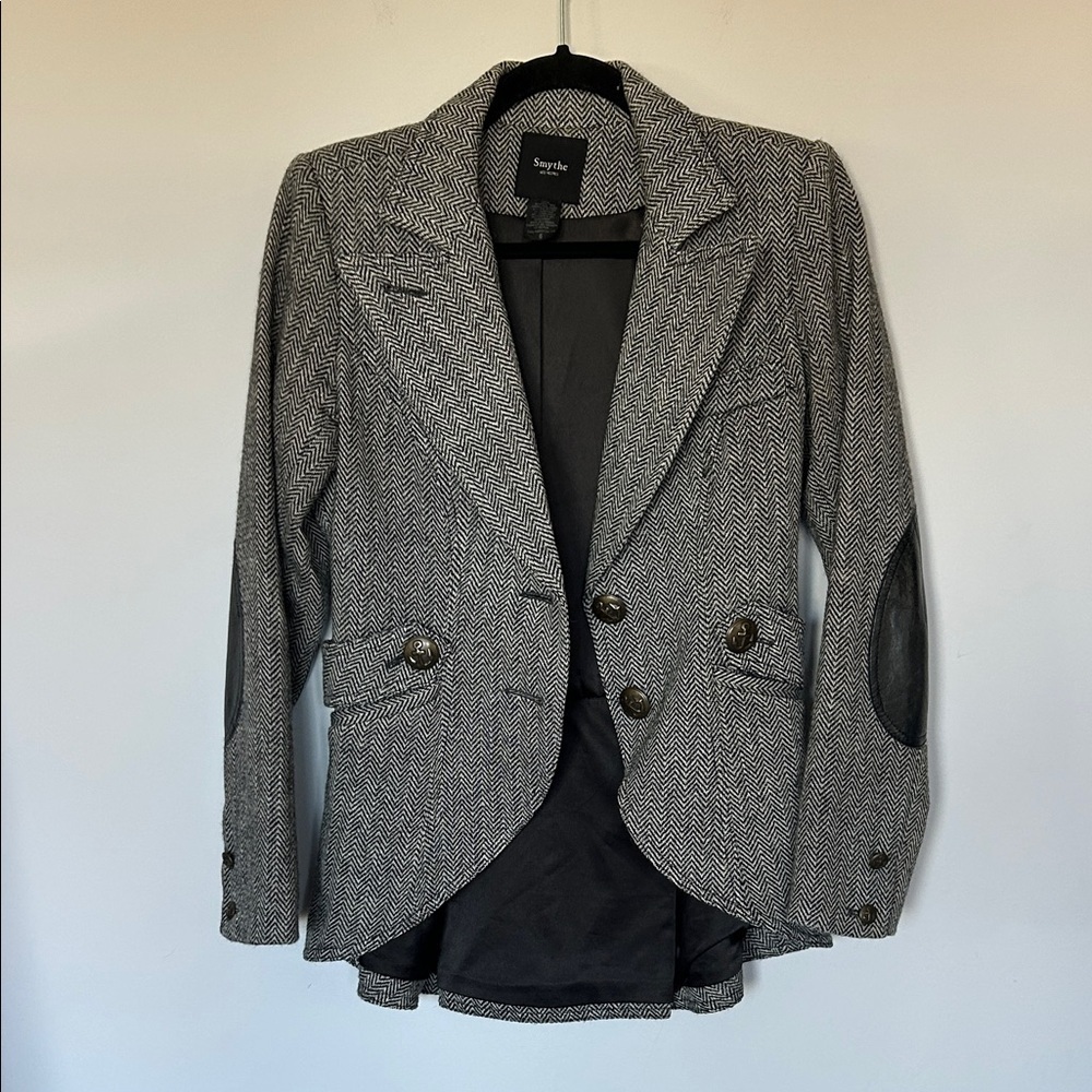 Smythe Chevron Herringbone Riding 2 Button Blazer - Picture 7 of 7
